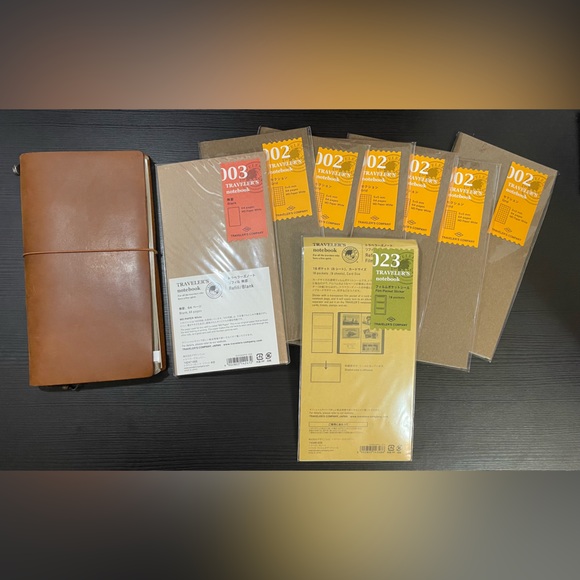 Japan Midori Traveler's Notebook sets in Camal real leather (Regular size) - Picture 1 of 5